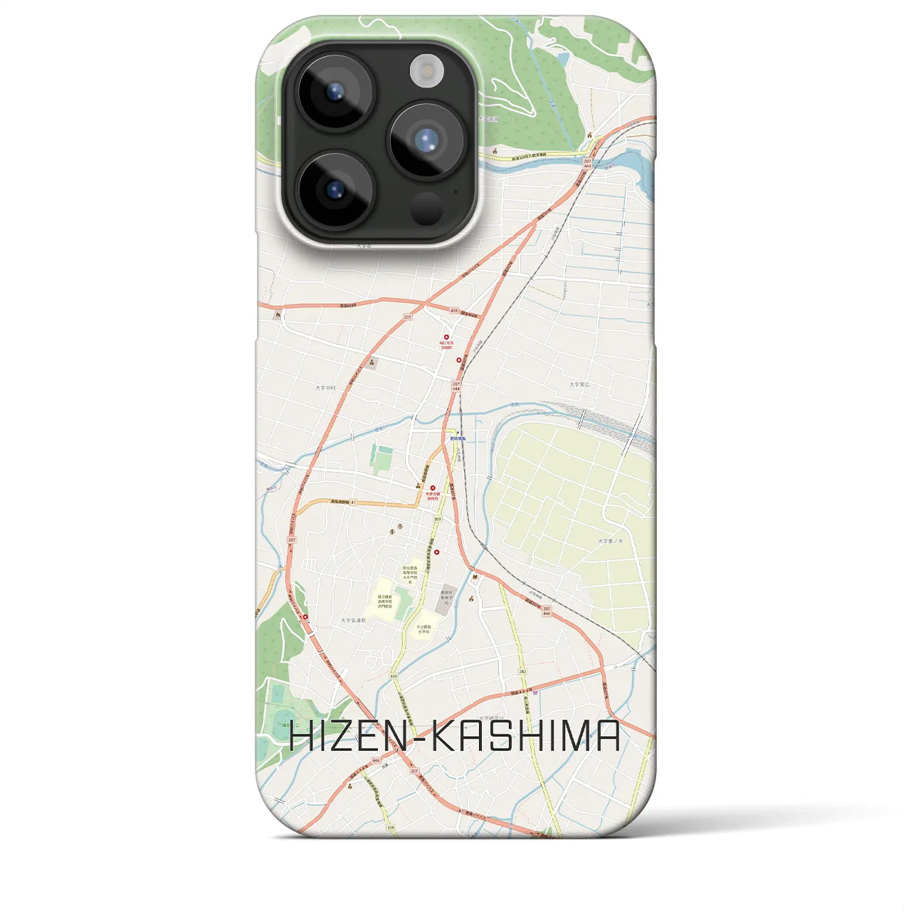 【肥前鹿島】地図柄iPhoneケース（バックカバータイプ・ナチュラル）iPhone 15 Pro Max 用