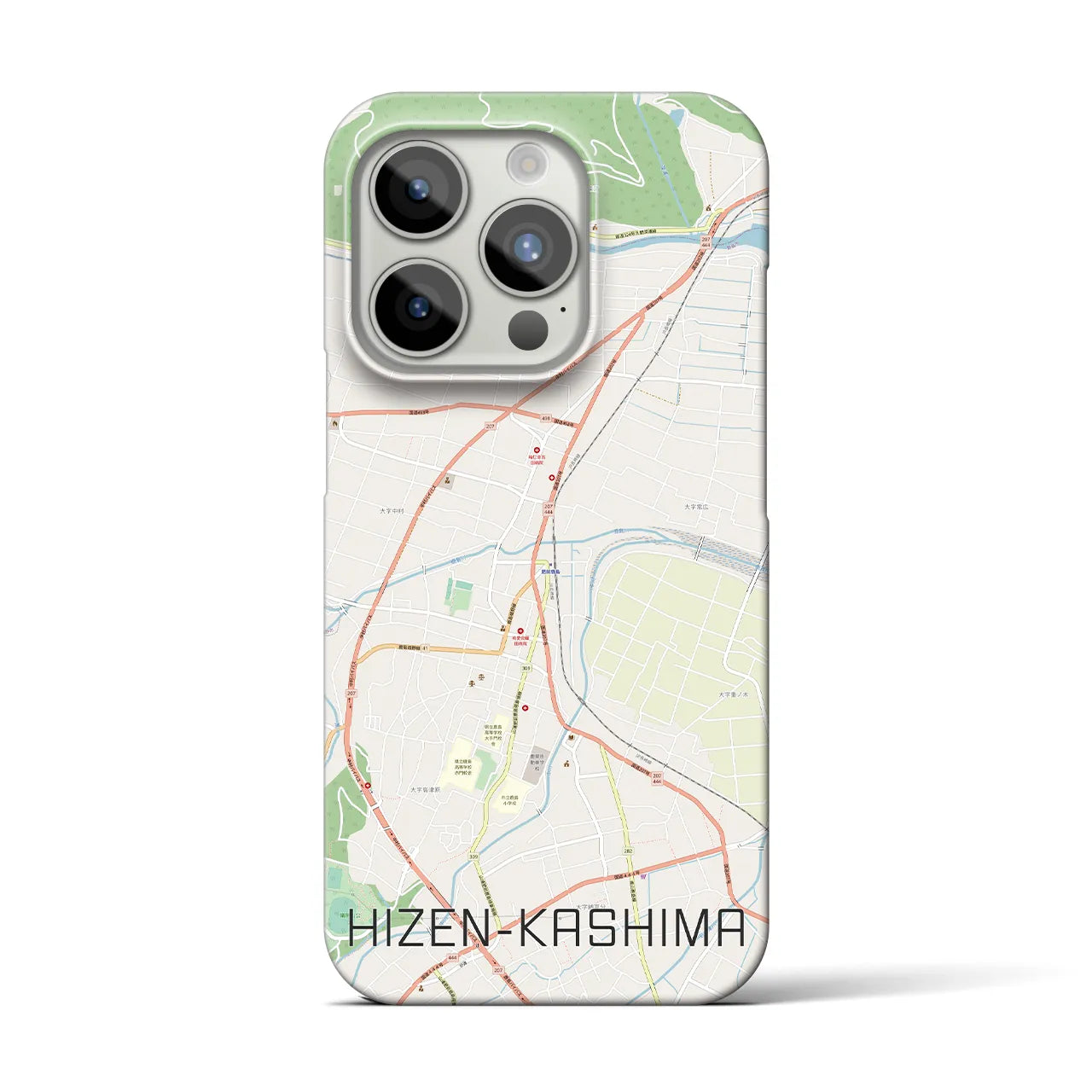 【肥前鹿島】地図柄iPhoneケース（バックカバータイプ・ナチュラル）iPhone 15 Pro 用