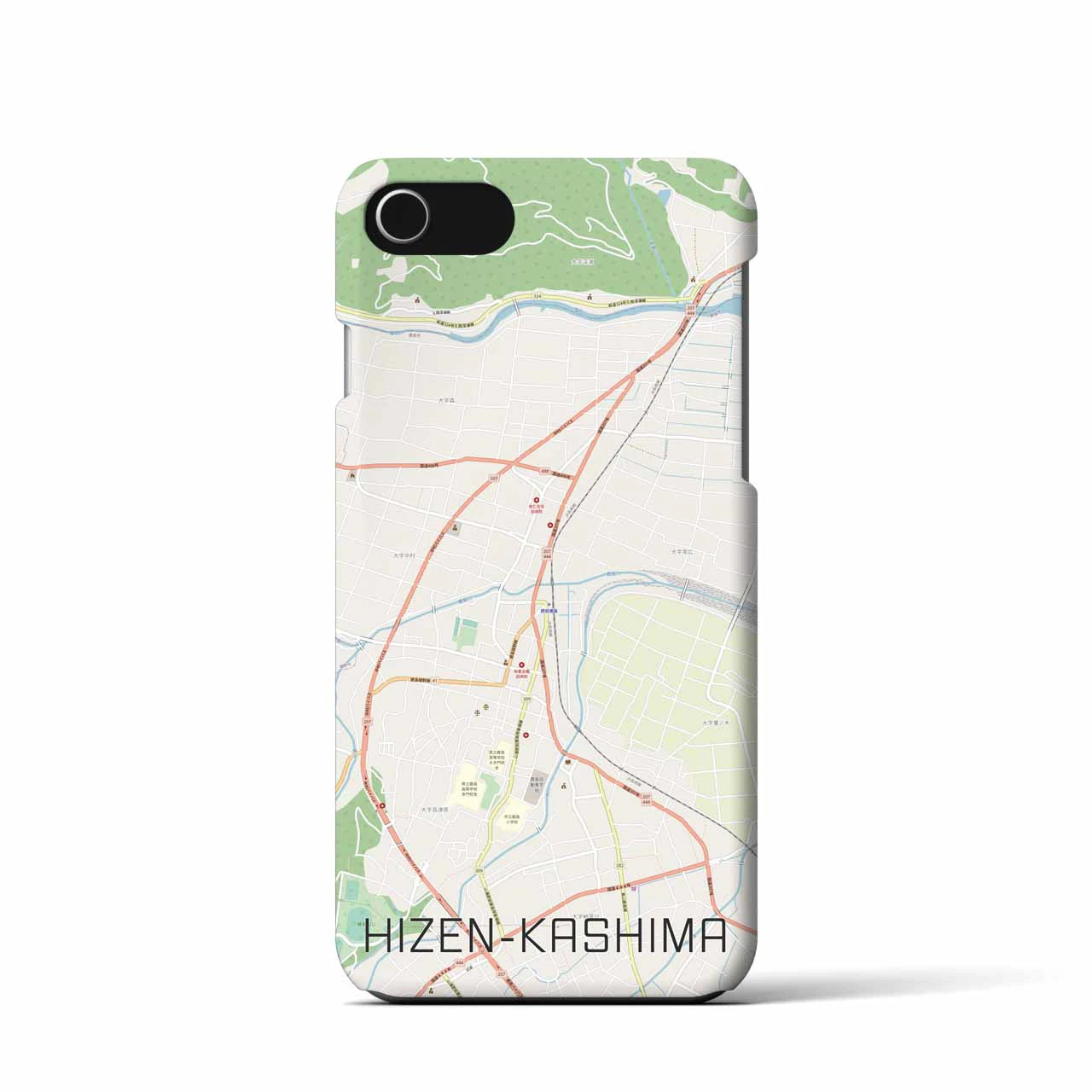 【肥前鹿島】地図柄iPhoneケース（バックカバータイプ・ナチュラル）iPhone SE（第3 / 第2世代） / 8 / 7 / 6s / 6 用