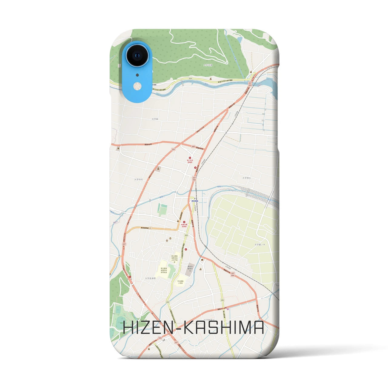 【肥前鹿島】地図柄iPhoneケース（バックカバータイプ・ナチュラル）iPhone XR 用