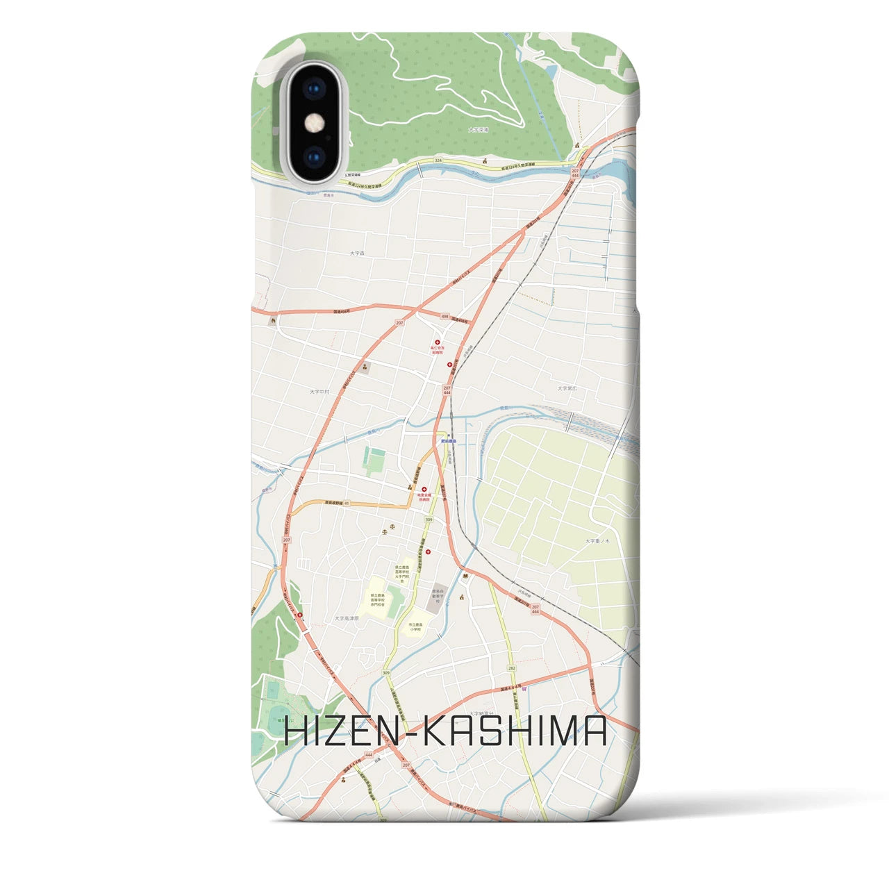 【肥前鹿島】地図柄iPhoneケース（バックカバータイプ・ナチュラル）iPhone XS Max 用