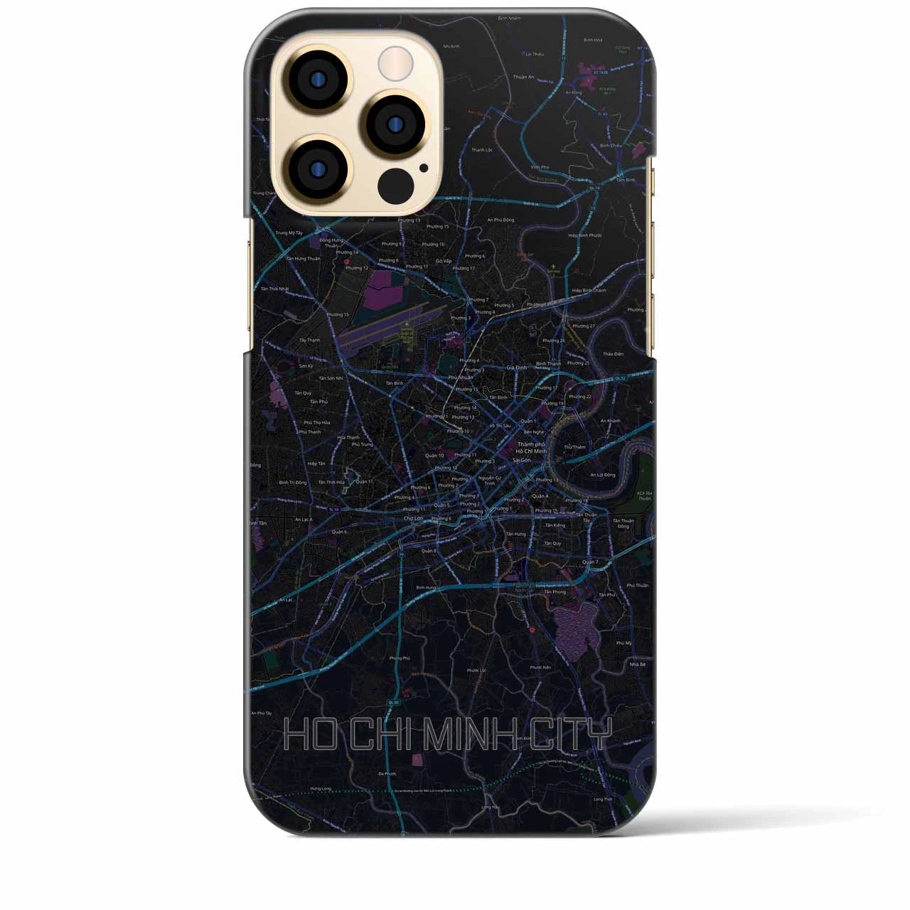 【ホーチミン】地図柄iPhoneケース（バックカバータイプ・ブラック）iPhone 12 Pro Max 用