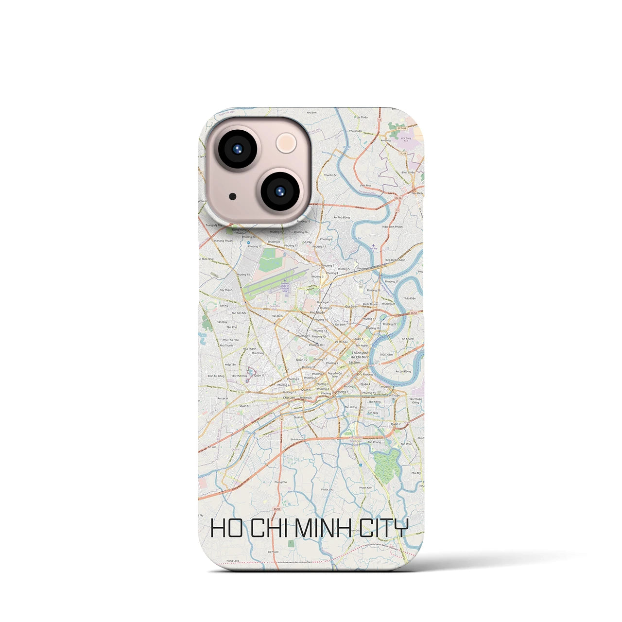 【ホーチミン】地図柄iPhoneケース（バックカバータイプ・ナチュラル）iPhone 13 mini 用