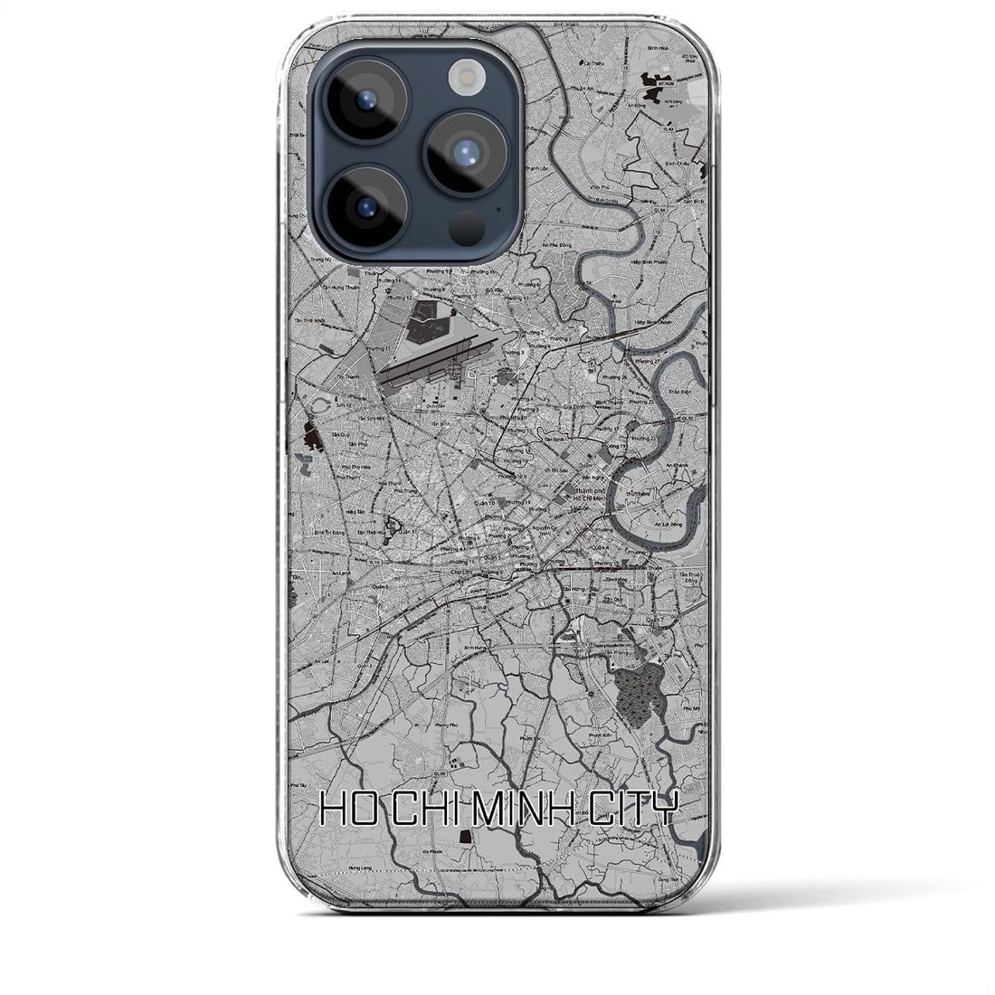 【ホーチミン】地図柄iPhoneケース（クリアタイプ・モノトーン）iPhone 15 Pro Max 用