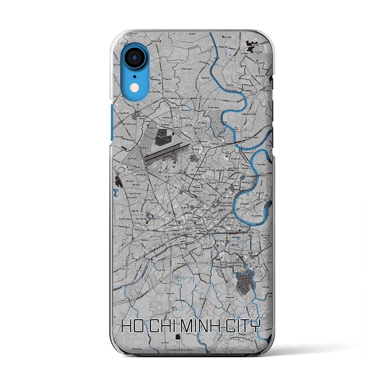 【ホーチミン】地図柄iPhoneケース（クリアタイプ・モノトーン）iPhone XR 用