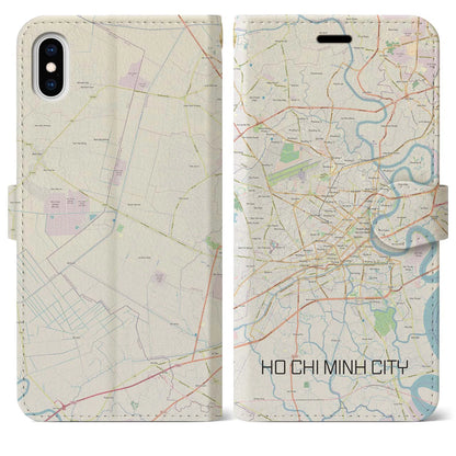 【ホーチミン（ベトナム）】地図柄iPhoneケース（手帳タイプ）ナチュラル・iPhone XS Max 用