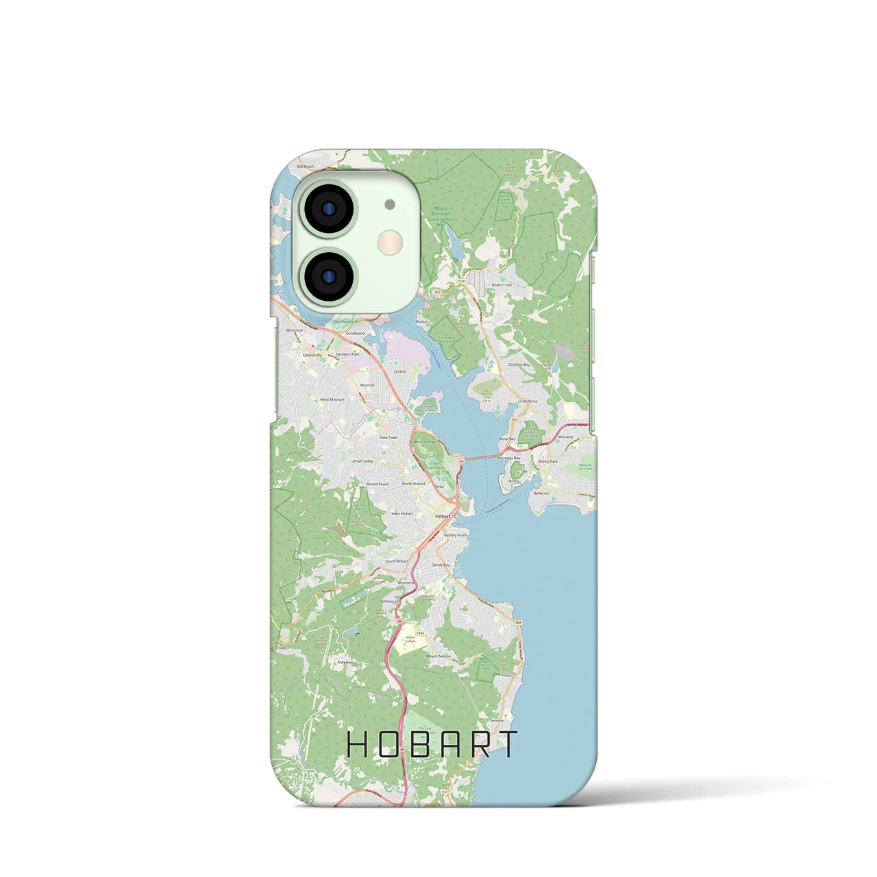 【ホバート】地図柄iPhoneケース（バックカバータイプ・ナチュラル）iPhone 12 mini 用