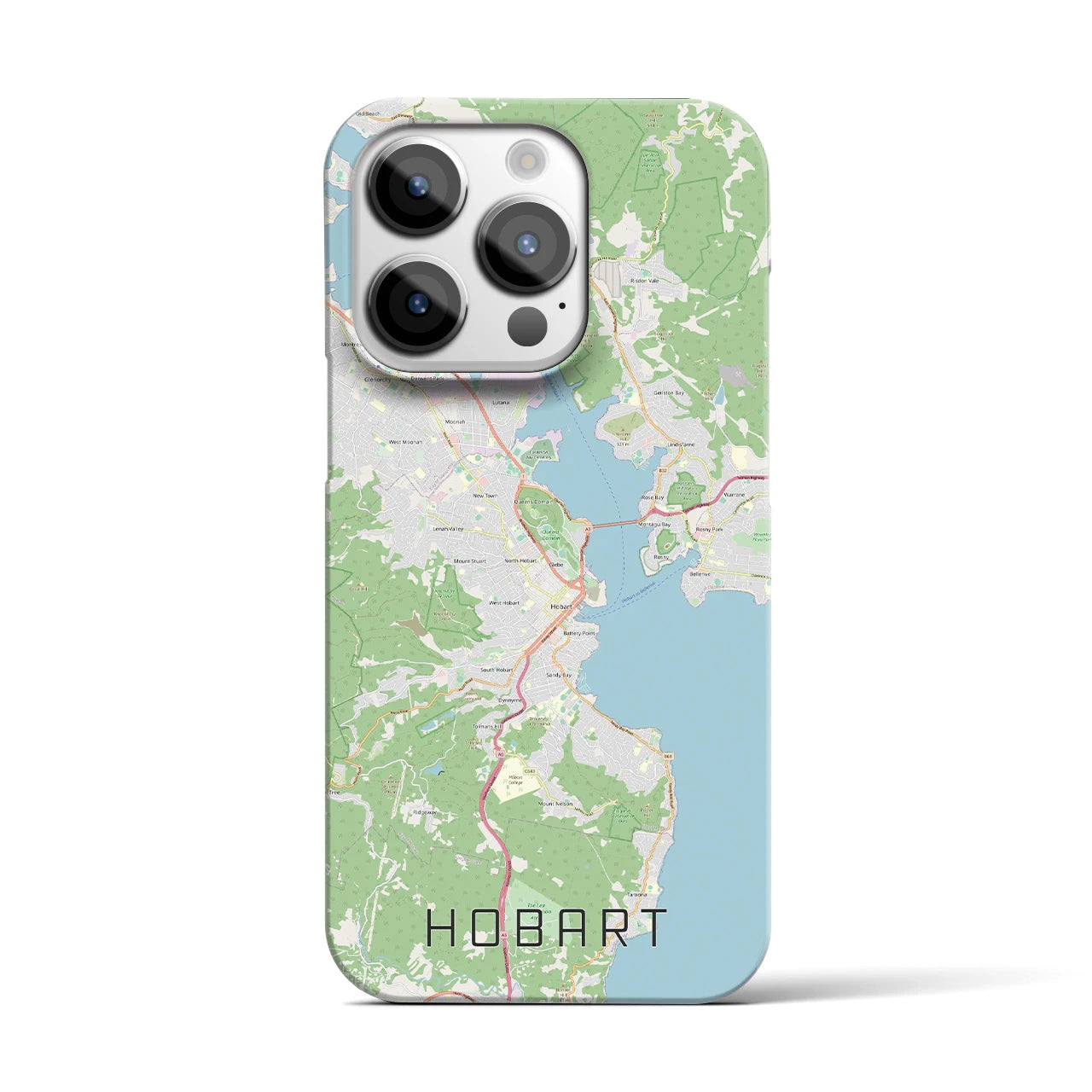 【ホバート】地図柄iPhoneケース（バックカバータイプ・ナチュラル）iPhone 14 Pro 用