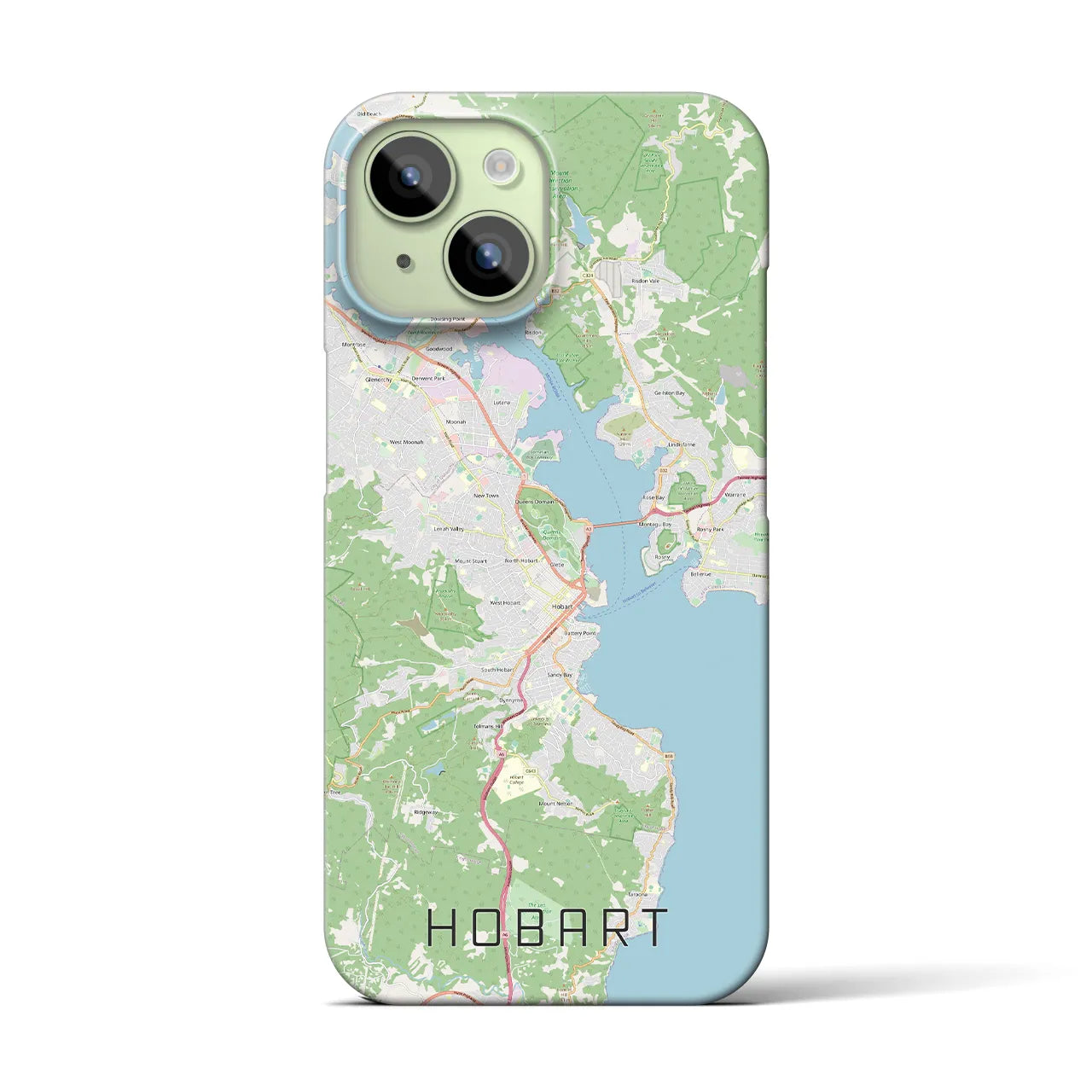 【ホバート】地図柄iPhoneケース（バックカバータイプ・ナチュラル）iPhone 15 用