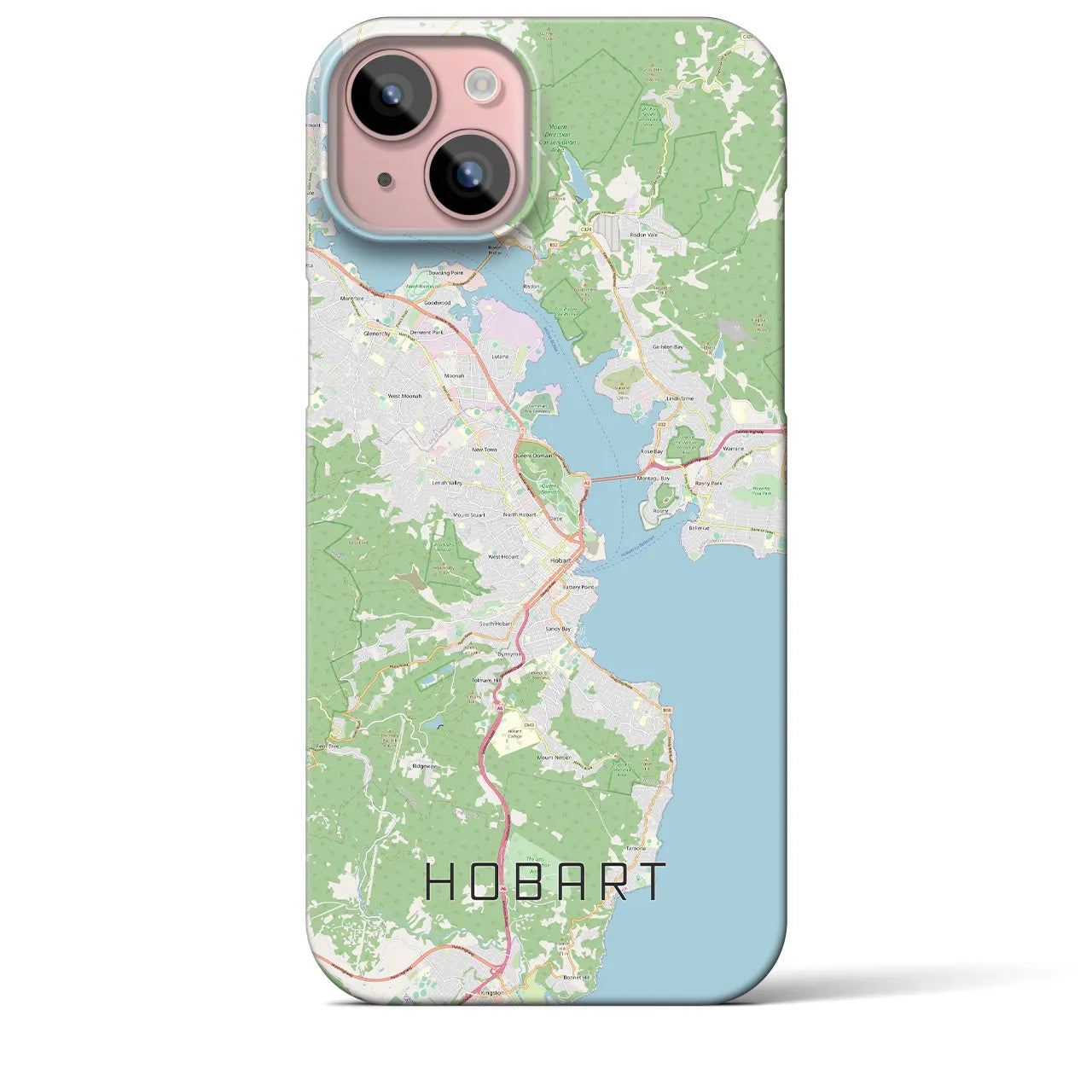 【ホバート】地図柄iPhoneケース（バックカバータイプ・ナチュラル）iPhone 15 Plus 用