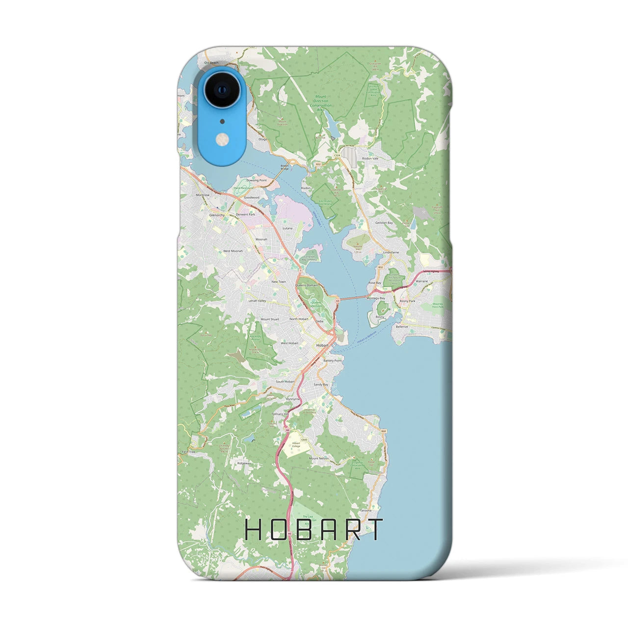 【ホバート】地図柄iPhoneケース（バックカバータイプ・ナチュラル）iPhone XR 用
