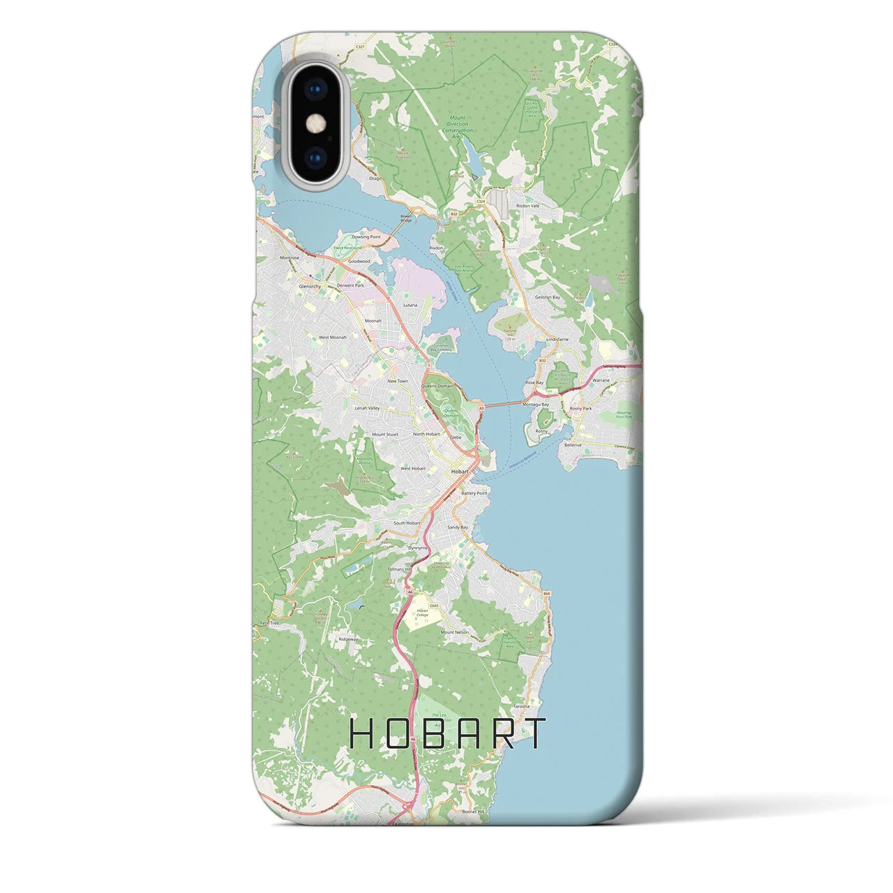 【ホバート】地図柄iPhoneケース（バックカバータイプ・ナチュラル）iPhone XS Max 用