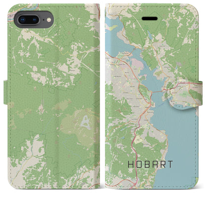 【ホバート（オーストラリア）】地図柄iPhoneケース（手帳タイプ）ナチュラル・iPhone 8Plus /7Plus / 6sPlus / 6Plus 用