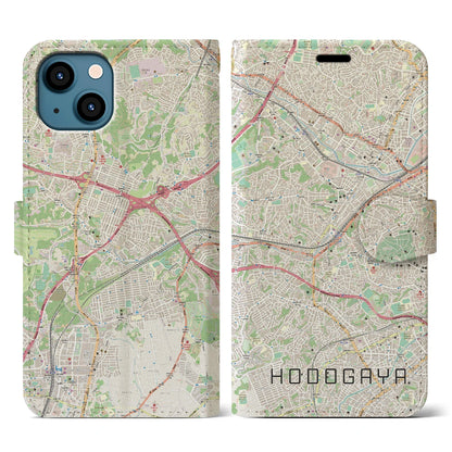 【保土ケ谷（神奈川県）】地図柄iPhoneケース（手帳タイプ）ナチュラル・iPhone 13 用