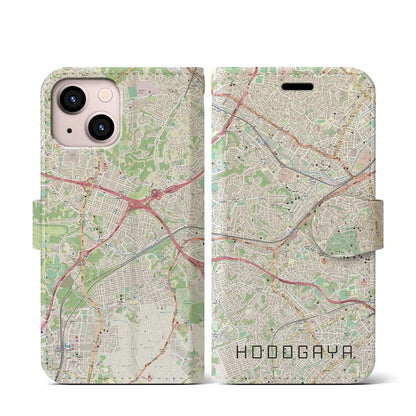 【保土ケ谷（神奈川県）】地図柄iPhoneケース（手帳タイプ）ナチュラル・iPhone 13 mini 用