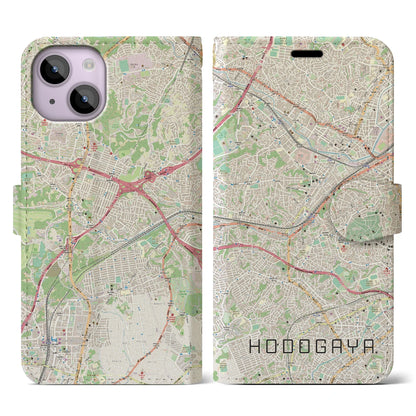 【保土ケ谷（神奈川県）】地図柄iPhoneケース（手帳タイプ）ナチュラル・iPhone 14 用