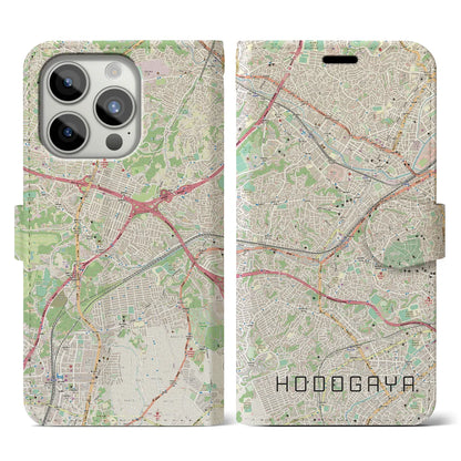 【保土ケ谷（神奈川県）】地図柄iPhoneケース（手帳タイプ）ナチュラル・iPhone 15 Pro 用