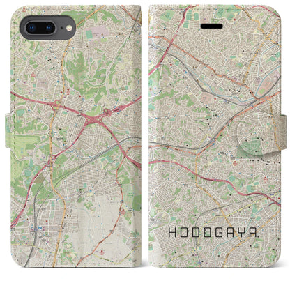 【保土ケ谷（神奈川県）】地図柄iPhoneケース（手帳タイプ）ナチュラル・iPhone 8Plus /7Plus / 6sPlus / 6Plus 用