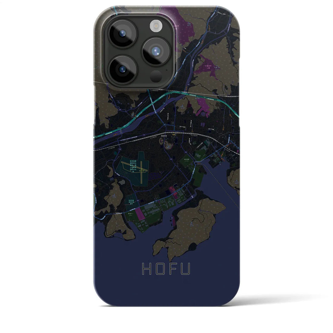 【防府】地図柄iPhoneケース（バックカバータイプ・ブラック）iPhone 15 Pro Max 用