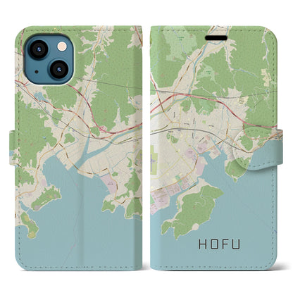 【防府（山口県）】地図柄iPhoneケース（手帳タイプ）ナチュラル・iPhone 13 用