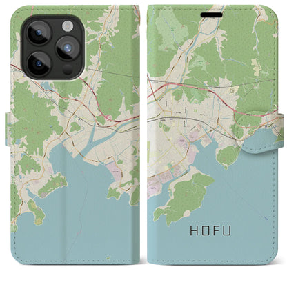【防府（山口県）】地図柄iPhoneケース（手帳タイプ）ナチュラル・iPhone 15 Pro Max 用