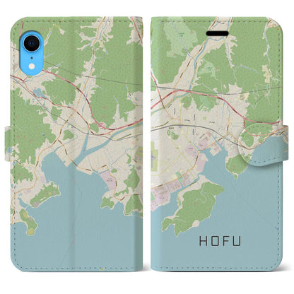 【防府（山口県）】地図柄iPhoneケース（手帳タイプ）ナチュラル・iPhone XR 用