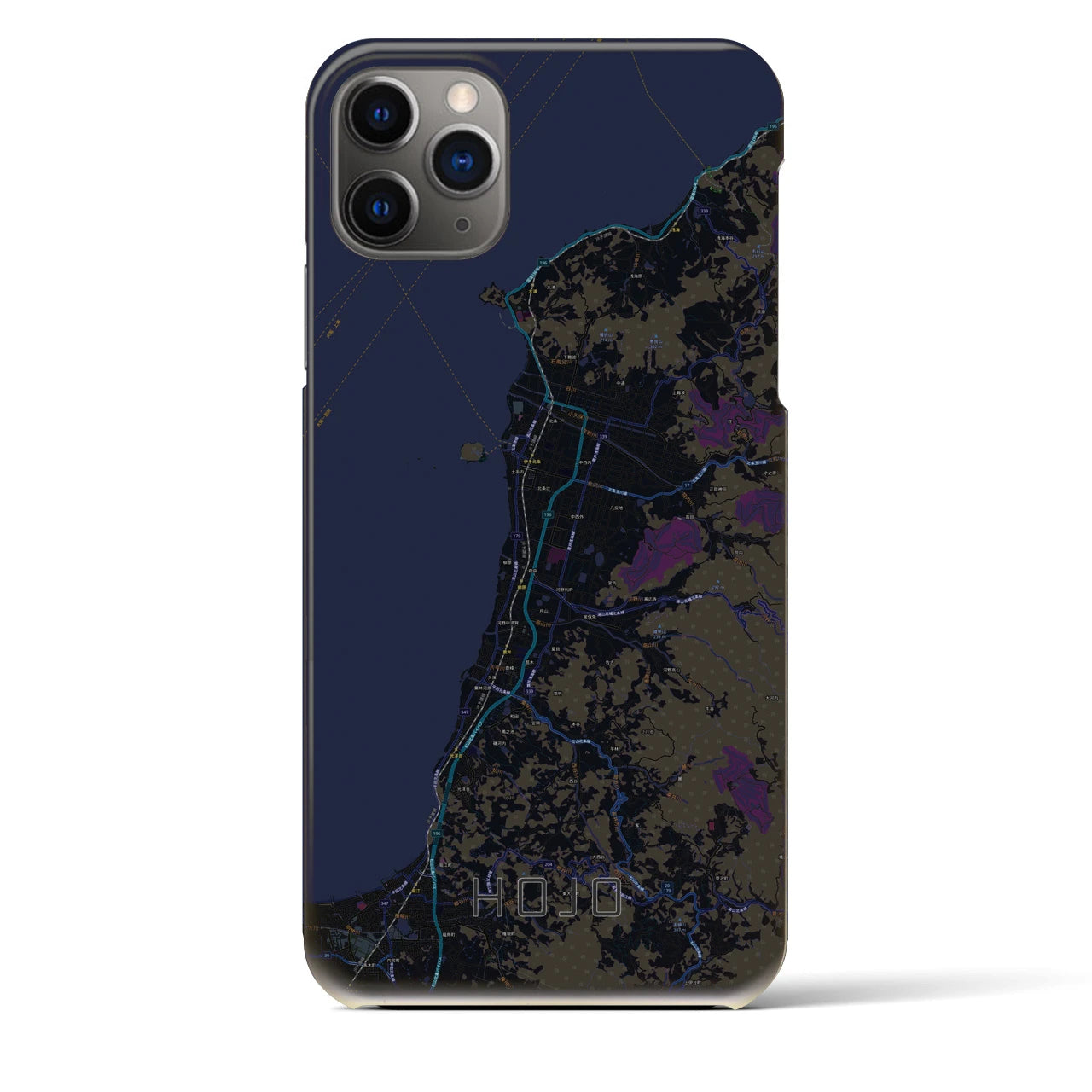 【北条】地図柄iPhoneケース（バックカバータイプ・ブラック）iPhone 11 Pro Max 用