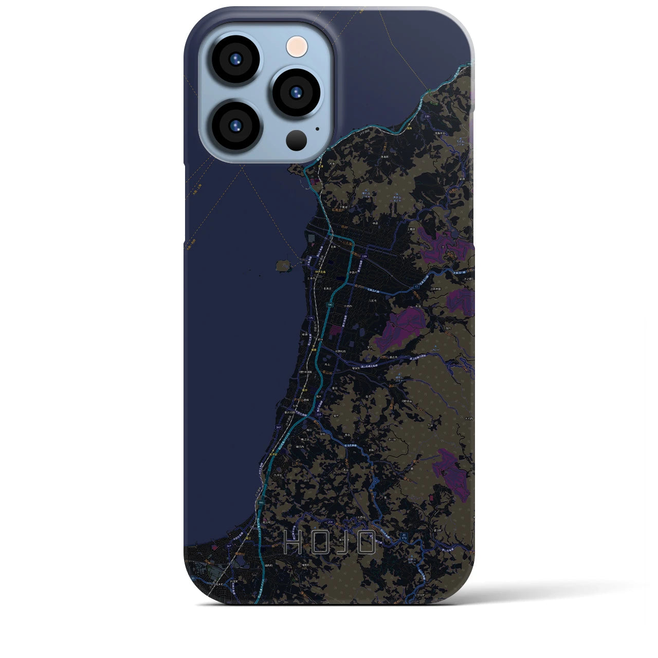 【北条】地図柄iPhoneケース（バックカバータイプ・ブラック）iPhone 13 Pro Max 用
