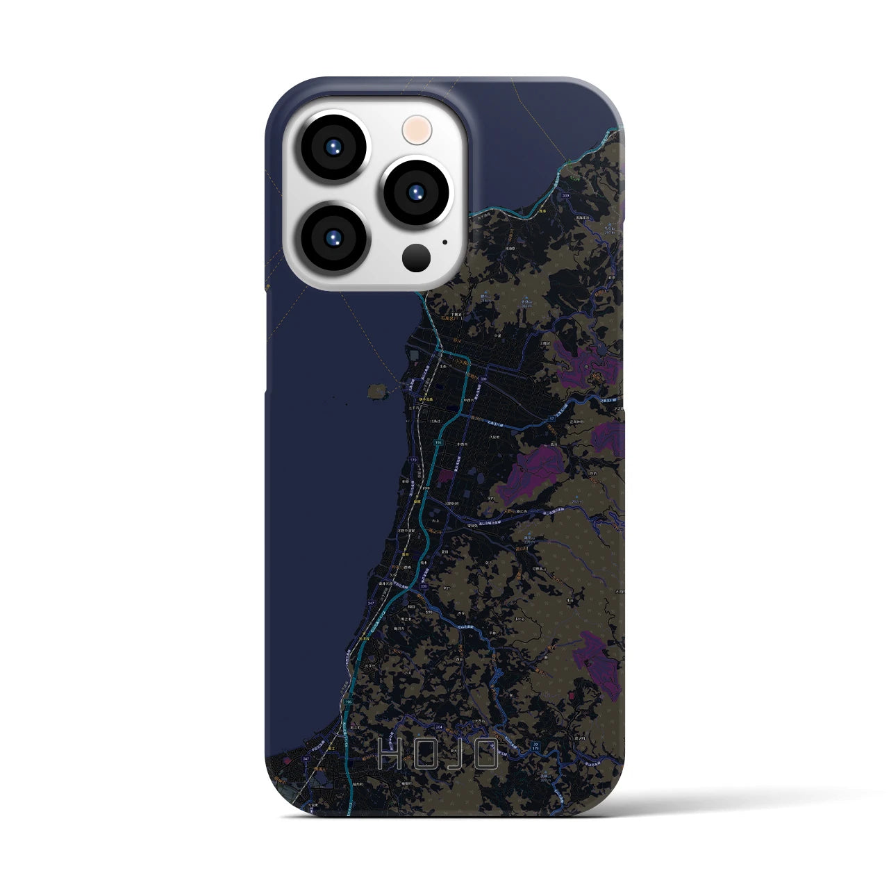 【北条】地図柄iPhoneケース（バックカバータイプ・ブラック）iPhone 13 Pro 用