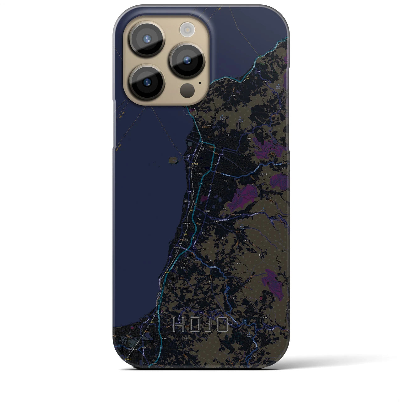 【北条】地図柄iPhoneケース（バックカバータイプ・ブラック）iPhone 14 Pro Max 用
