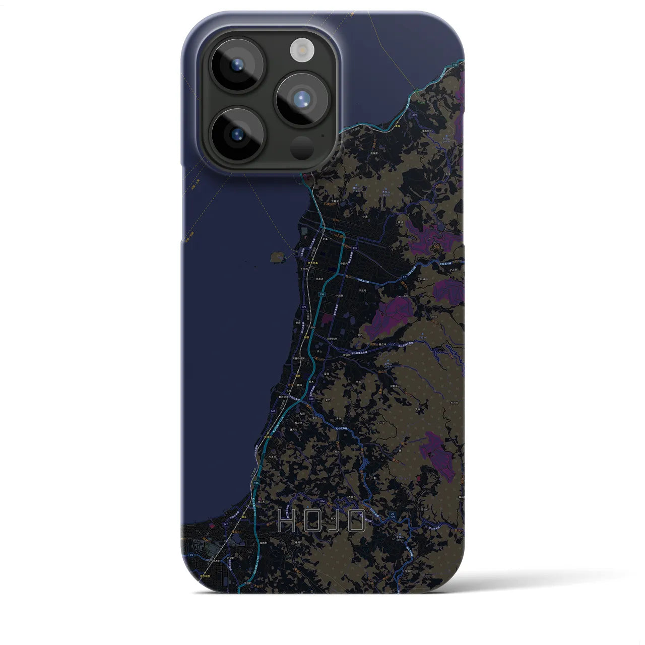 【北条】地図柄iPhoneケース（バックカバータイプ・ブラック）iPhone 15 Pro Max 用