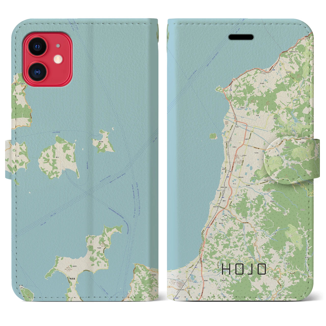 【北条】地図柄iPhoneケース（手帳両面タイプ・ナチュラル）iPhone 11 用