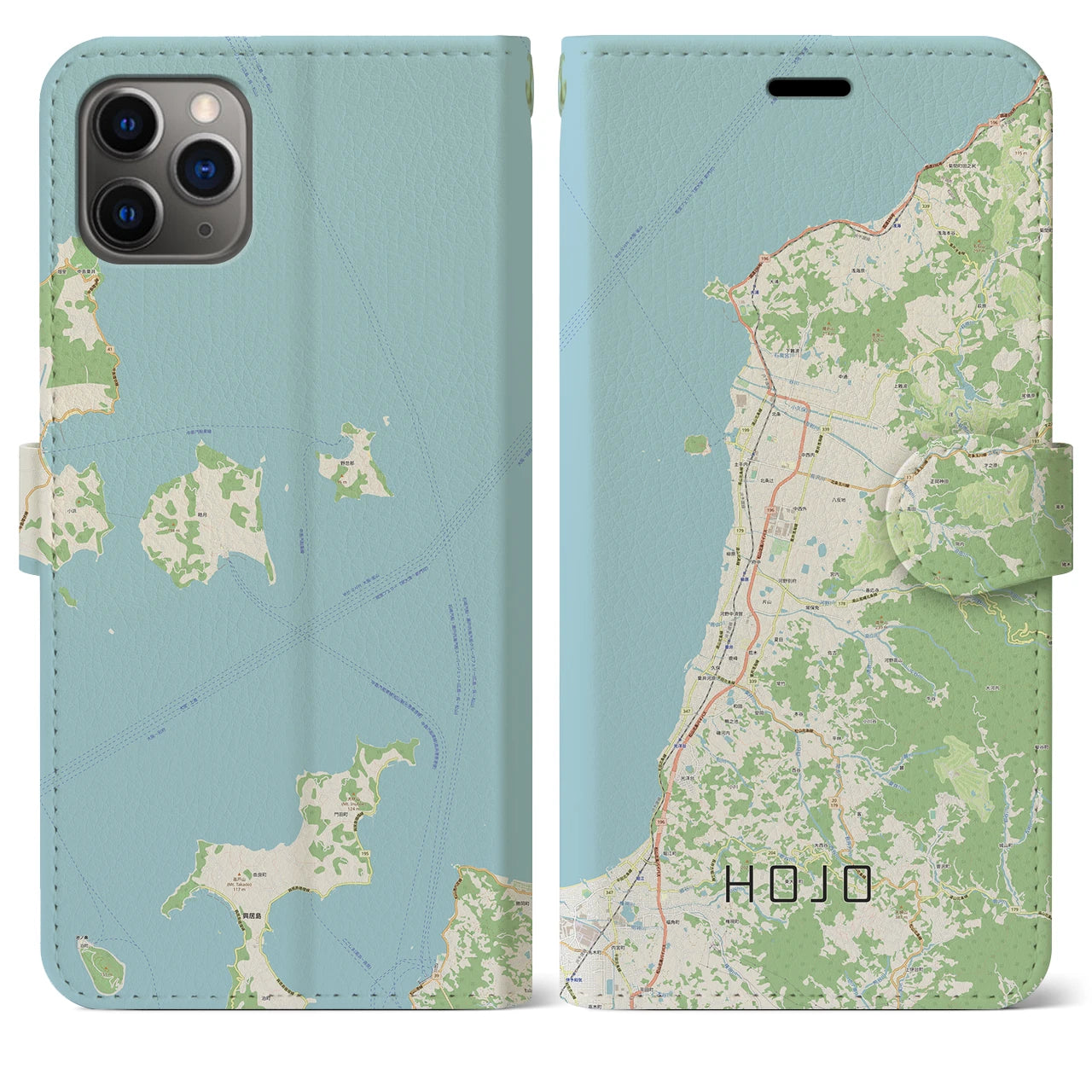 【北条】地図柄iPhoneケース（手帳両面タイプ・ナチュラル）iPhone 11 Pro Max 用