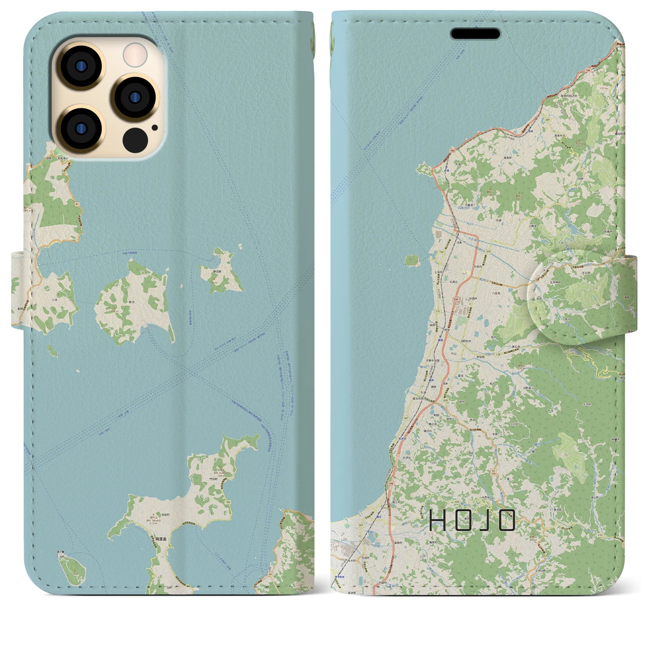 【北条】地図柄iPhoneケース（手帳両面タイプ・ナチュラル）iPhone 12 Pro Max 用