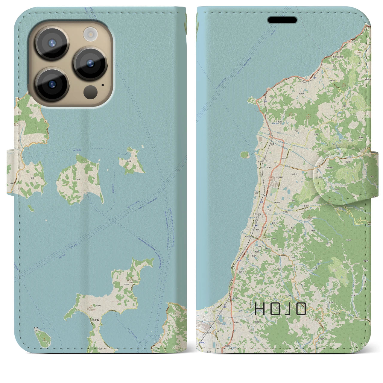 【北条】地図柄iPhoneケース（手帳両面タイプ・ナチュラル）iPhone 14 Pro Max 用