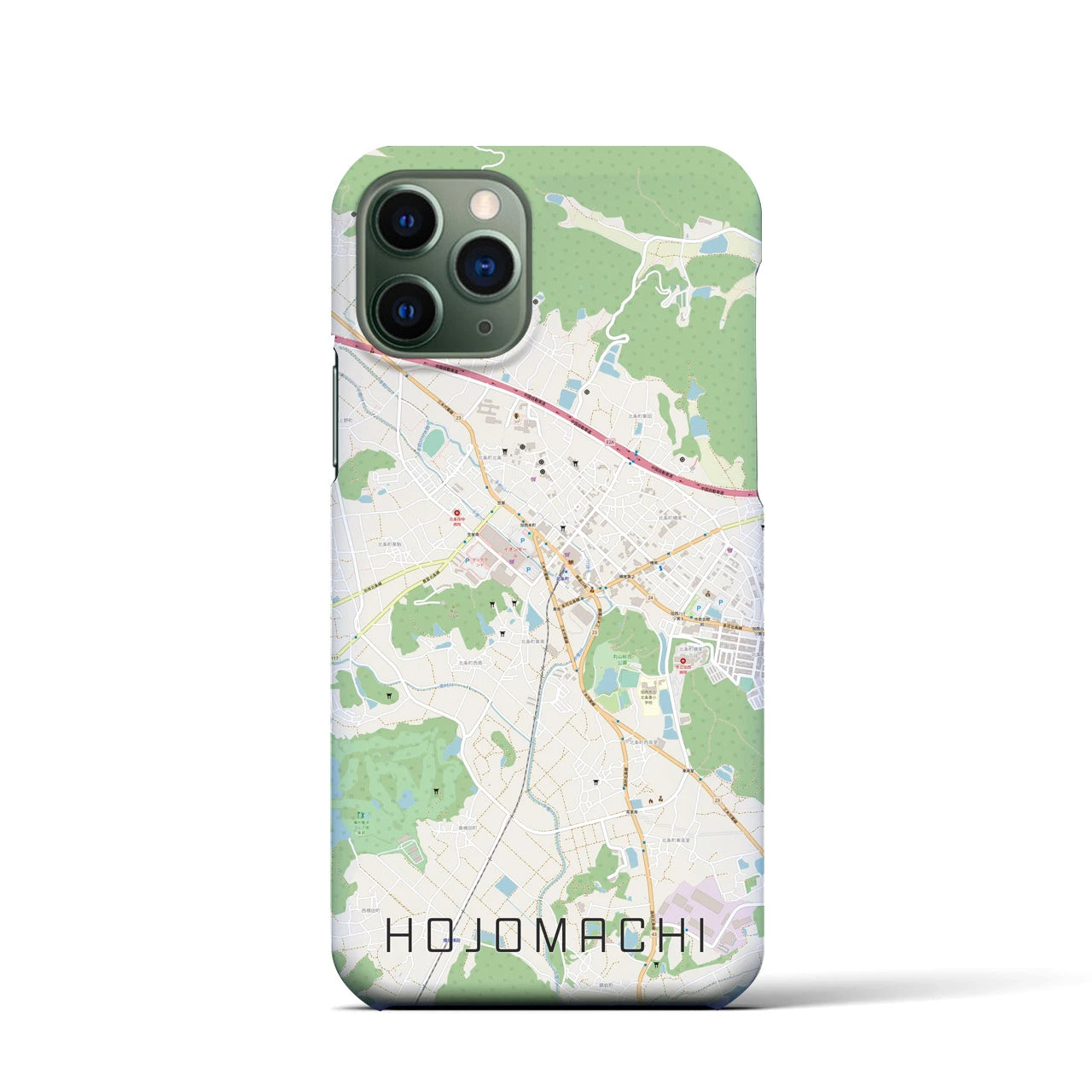 【北条町】地図柄iPhoneケース（バックカバータイプ・ナチュラル）iPhone 11 Pro 用