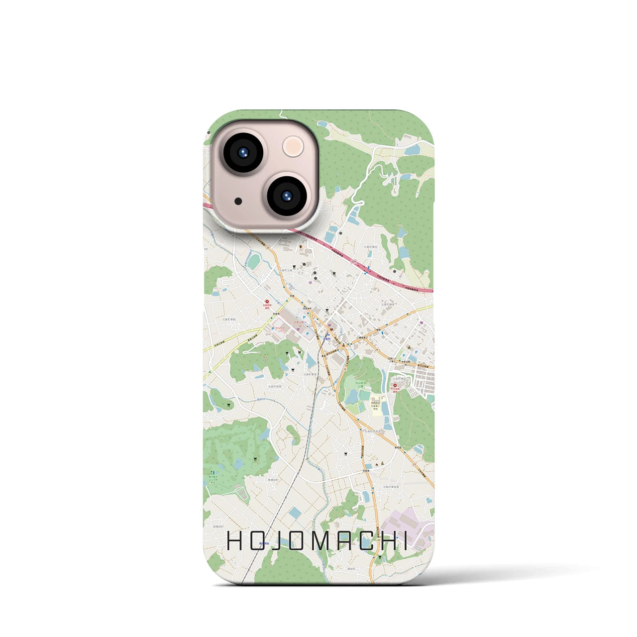 【北条町】地図柄iPhoneケース（バックカバータイプ・ナチュラル）iPhone 13 mini 用