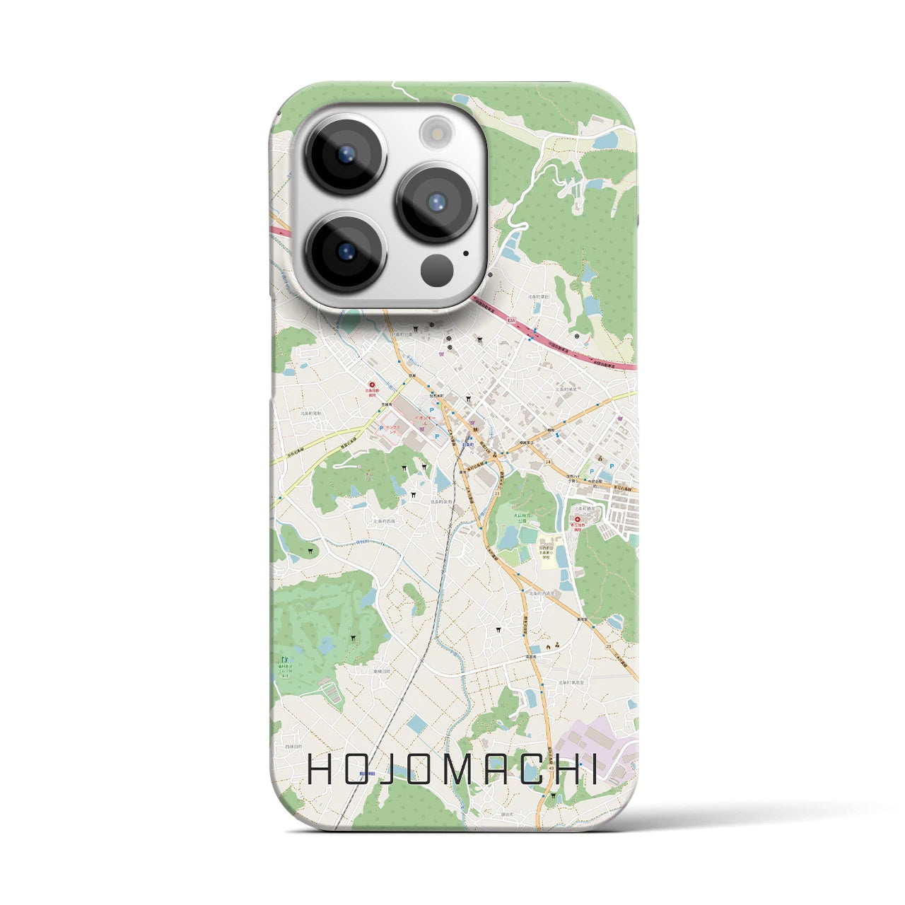 【北条町】地図柄iPhoneケース（バックカバータイプ・ナチュラル）iPhone 14 Pro 用