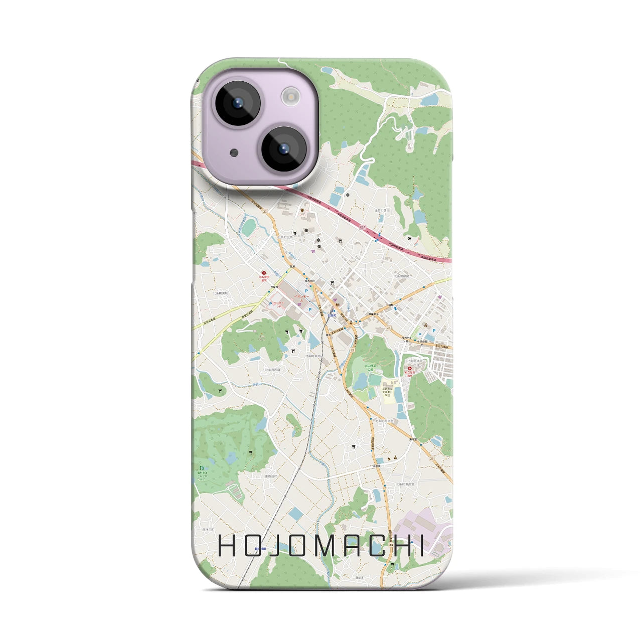 【北条町】地図柄iPhoneケース（バックカバータイプ・ナチュラル）iPhone 14 用