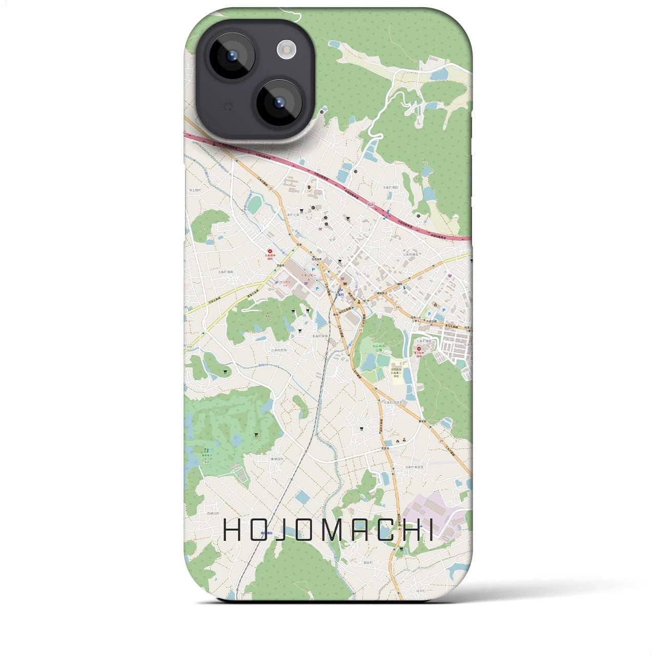 【北条町】地図柄iPhoneケース（バックカバータイプ・ナチュラル）iPhone 14 Plus 用