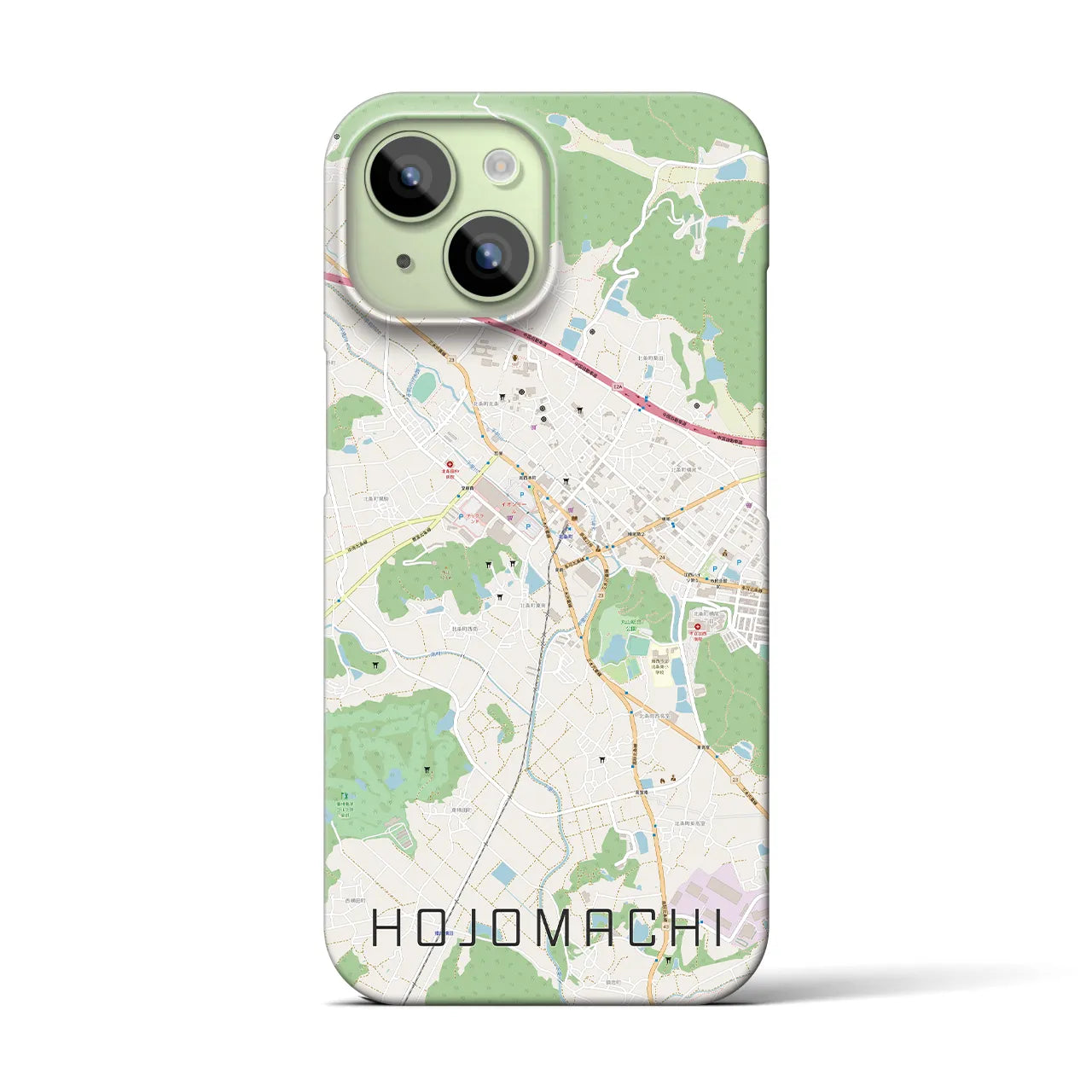 【北条町】地図柄iPhoneケース（バックカバータイプ・ナチュラル）iPhone 15 用