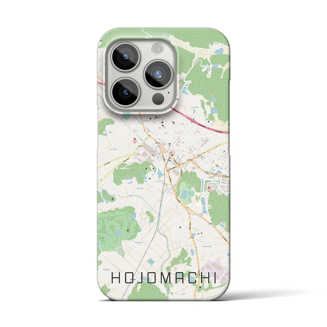 【北条町】地図柄iPhoneケース（バックカバータイプ・ナチュラル）iPhone 15 Pro 用