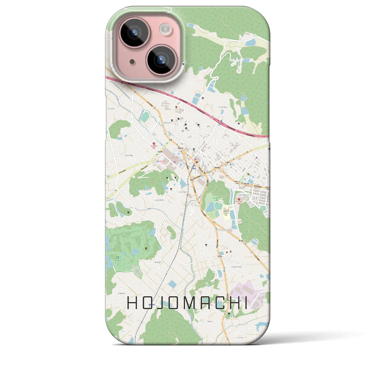 【北条町】地図柄iPhoneケース（バックカバータイプ・ナチュラル）iPhone 15 Plus 用