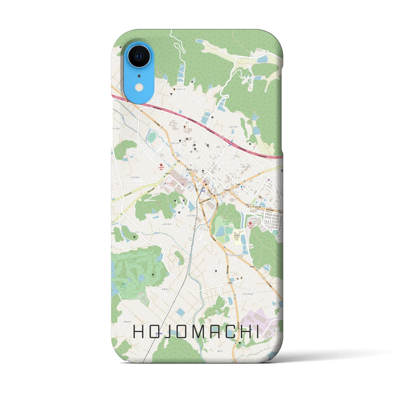 【北条町】地図柄iPhoneケース（バックカバータイプ・ナチュラル）iPhone XR 用