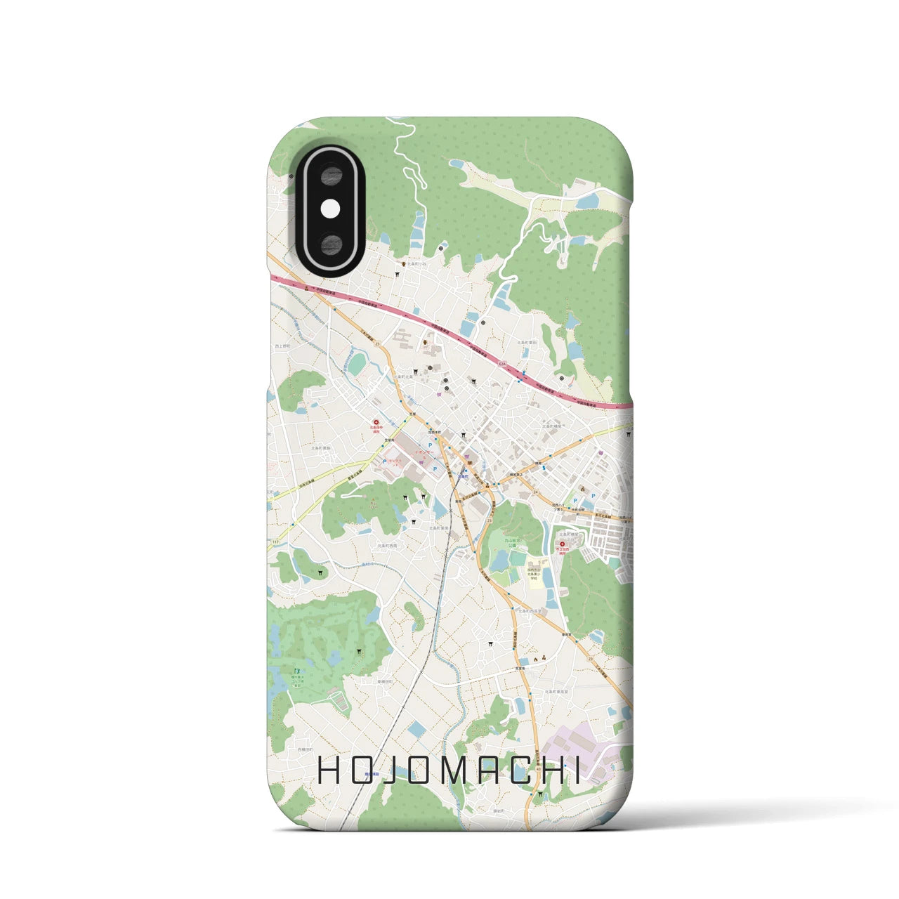 【北条町】地図柄iPhoneケース（バックカバータイプ・ナチュラル）iPhone XS / X 用
