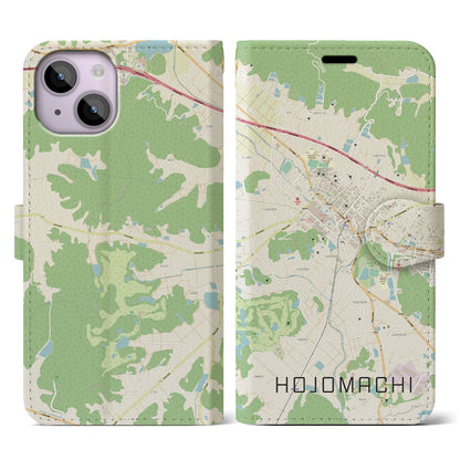 【北条町】地図柄iPhoneケース（手帳両面タイプ・ナチュラル）iPhone 14 用