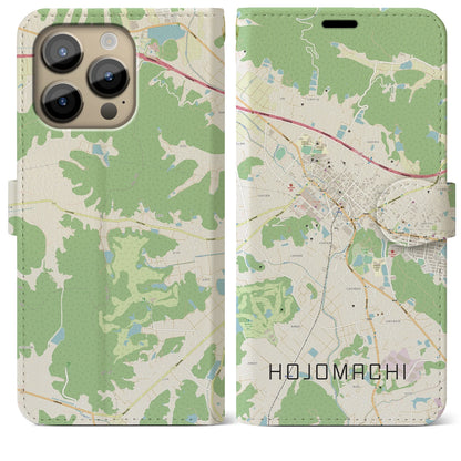 【北条町】地図柄iPhoneケース（手帳両面タイプ・ナチュラル）iPhone 14 Pro Max 用