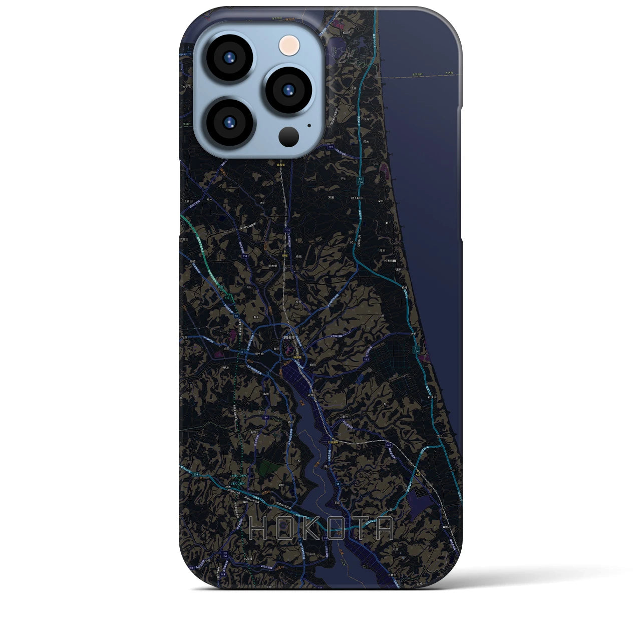 【鉾田】地図柄iPhoneケース（バックカバータイプ・ブラック）iPhone 13 Pro Max 用