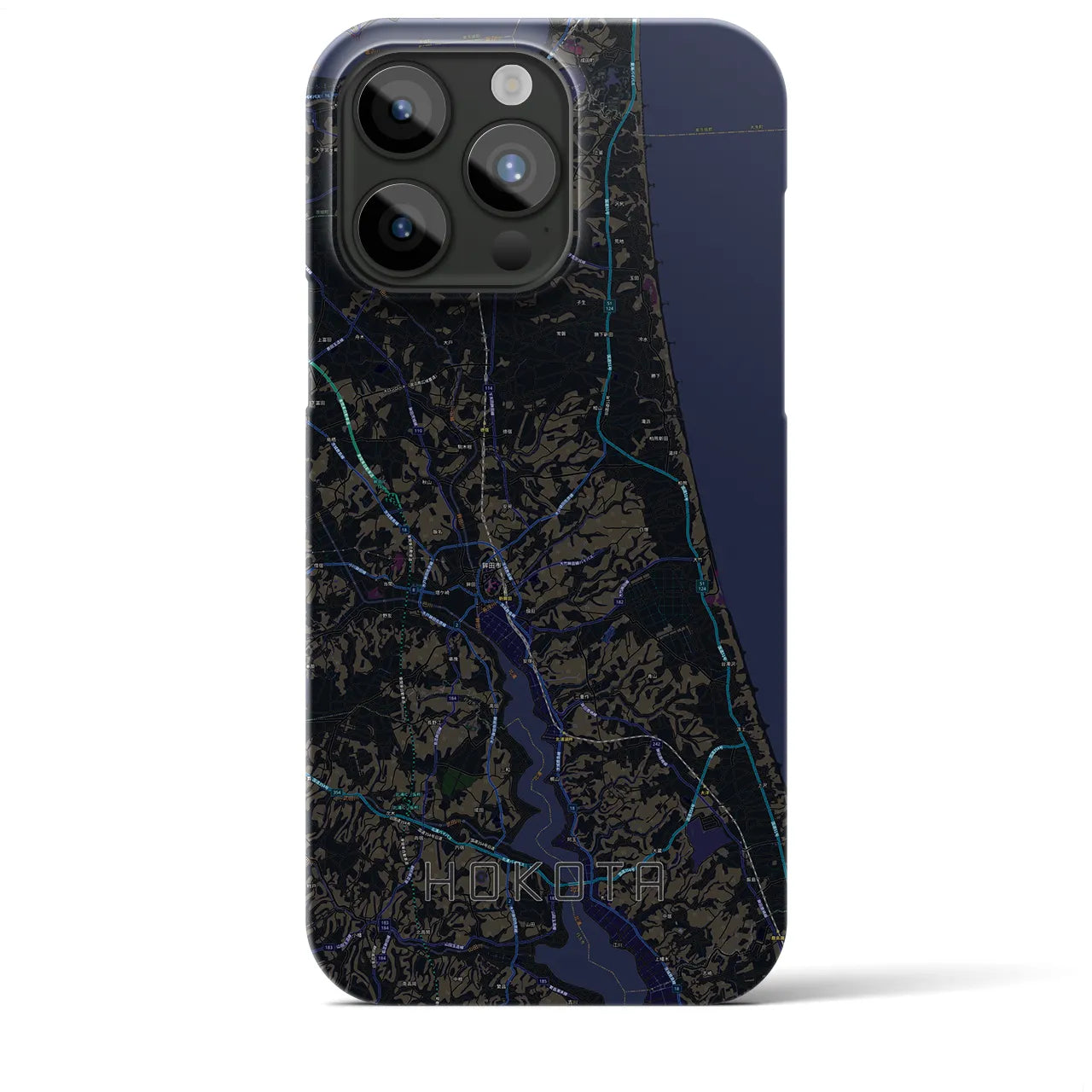 【鉾田】地図柄iPhoneケース（バックカバータイプ・ブラック）iPhone 15 Pro Max 用