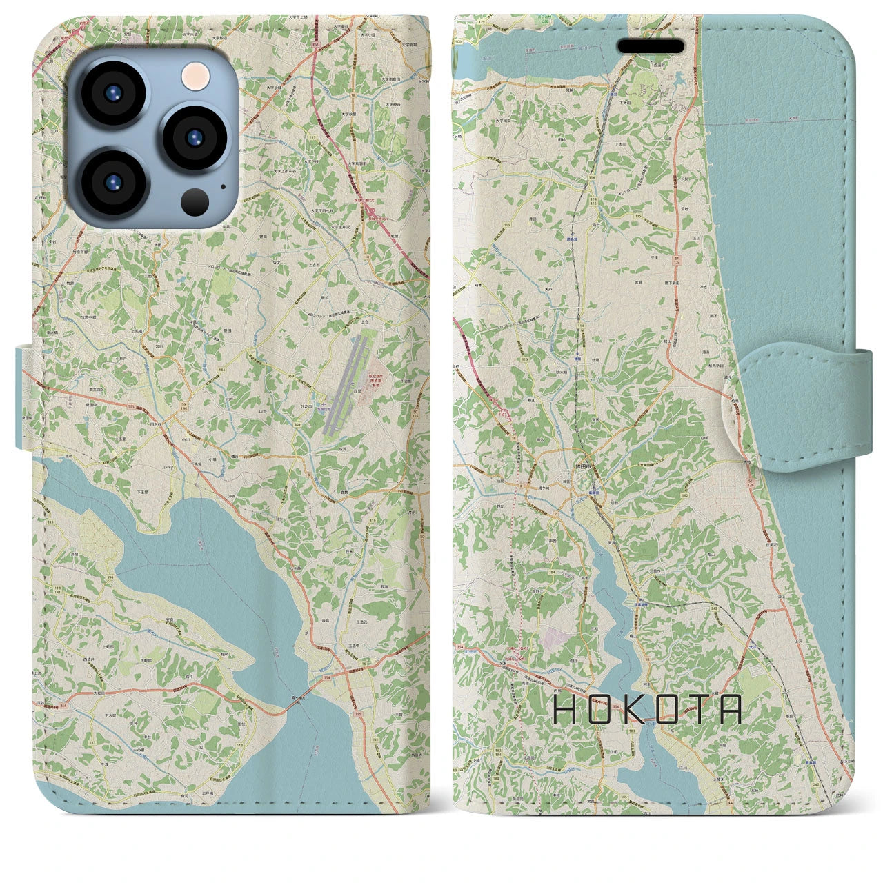 【鉾田】地図柄iPhoneケース（手帳両面タイプ・ナチュラル）iPhone 13 Pro Max 用